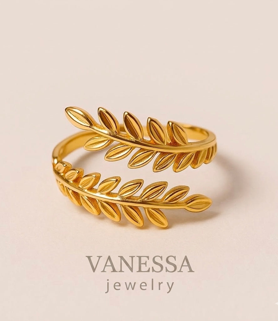 Olive branch / laurel leaf open ring
